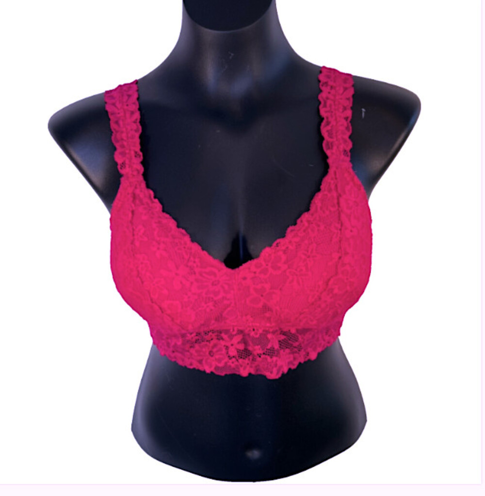 No Boundaries - Women's size L Hot Pink Padded Bra Lace Convertible Halter